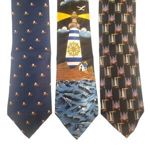 Lighthouse Ties #32 - Lot of 3 Novelty Neckties NWT Going out of Business